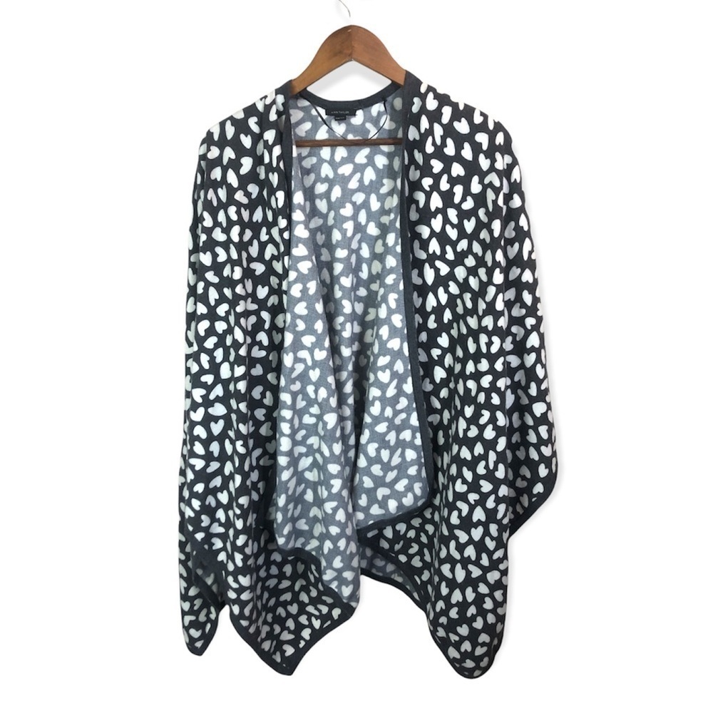 ANN TAYLOR Wool Blend Heart Poncho OSFM